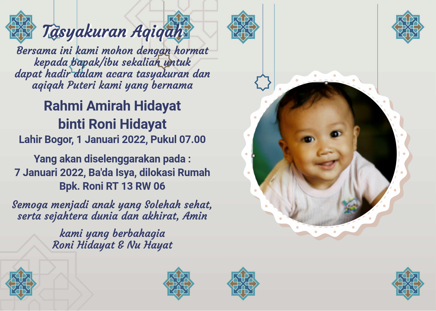 Desain Undangan Aqiqah Online Gonam Aqiqah